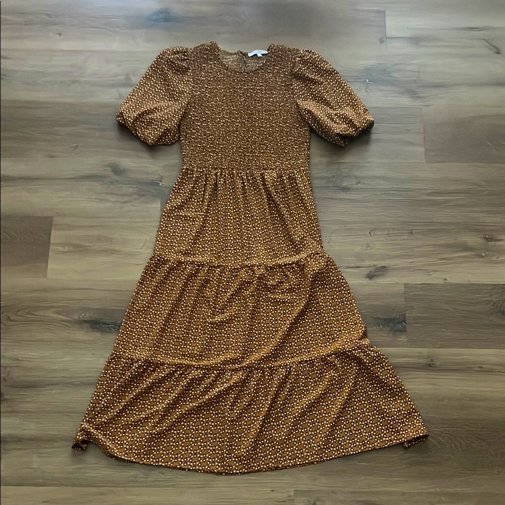 Wayf Brown Tiered Ruffled Sundress